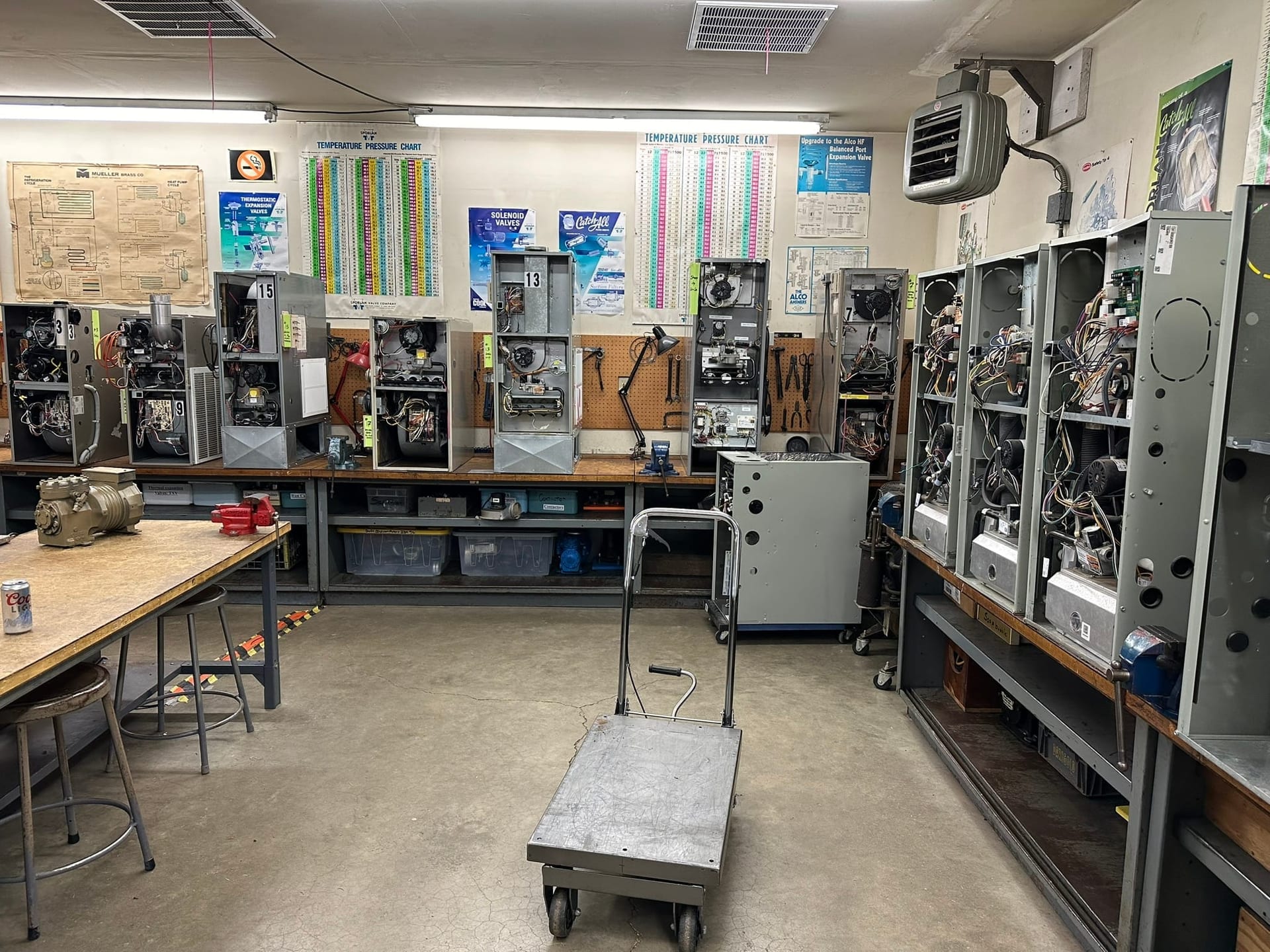Students and instructors in the HVAC School classroom