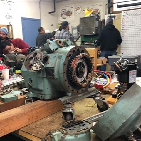 Wide facility overview of the HVAC training school